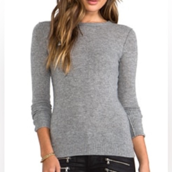 Cashmere sweater Blanket Stitch Crew neck long lined exposed seam Theory - Picture 2 of 9